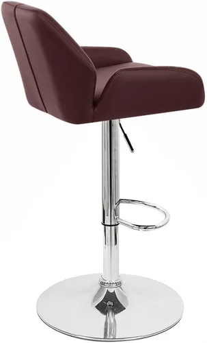 Vista 4 de Modern Home Tesla - Taburete de bar/mostrador de altura ajustable contemporáneo, de cuero, base cromada/reposapiés (espresso)
