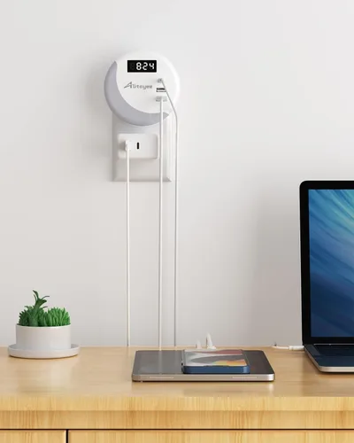 Vista 7 de Alitayee Luz nocturna LED, luces nocturnas enchufables a la pared, luz nocturna inteligente con sensor de luz nocturna con cargador USB C