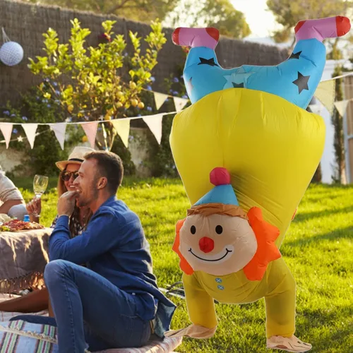Vista 3 de TOPINCN Disfraz inflable para adulto, disfraz de fiesta de payaso, disfraz inflable de payaso al revés, disfraz de cosplay, overol de fantasía