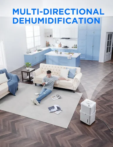 Vista 2 de Midea Cube - Deshumidificador de 20 pintas para sótano, hasta 1,500 pies cuadrados. Deshumidificador con manguera de drenaje, Certificado ENERGY