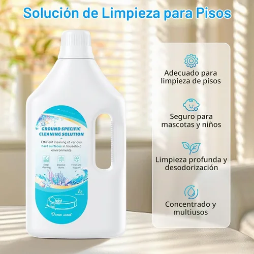 Vista 2 de Nukisa Solución de limpieza de suelos Fresh Ocean de 1 litro, compatible con Roborock/Eufy/iRobot/Ecovacs/Dreame/Shark, desodorización de fragancia