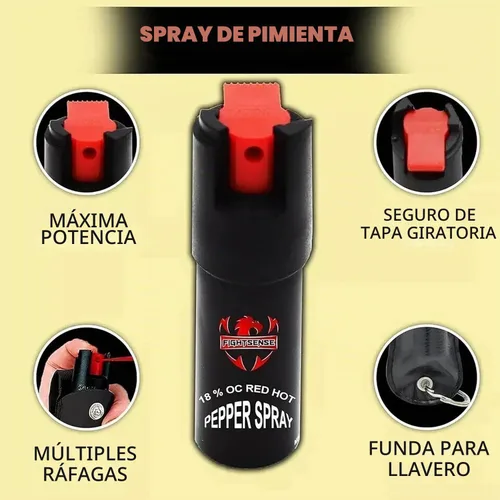 Vista 5 de FIGHTSENSE Pistola de aturdimiento resistente con linterna y spray de pimienta para hombres y mujeres con carga intolerable de 35,000,000 V
