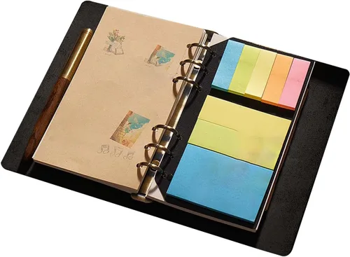 Vista 13 de Cuaderno de carpeta de cuero, 8.5 x 11 pulgadas (negro, A5-no personalizado)