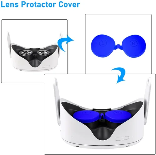 Vista 6 de YIZEIJOB Silicone Cover Set Accessories for Oculus Quest 2 Quest 2 Front Shell Protector Cover Controller Grips Cover Lens Protective Cover