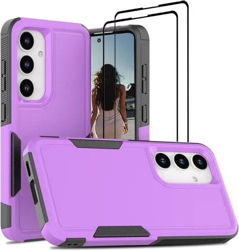 Vista 78 de Jeylly Funda para Samsung Galaxy S10 Plus S10+, ajuste delgado, doble capa, resistente, absorción de golpes, TPU con carcasa trasera de Negro