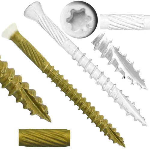 Vista 8 de #9 x 1-5/8" Bronce Estrella Exterior Recubierto Blanco Cabeza Tornillo Madera -Torx/Star Drive Head- Multiusos - 1 Libra - 158 Tornillos
