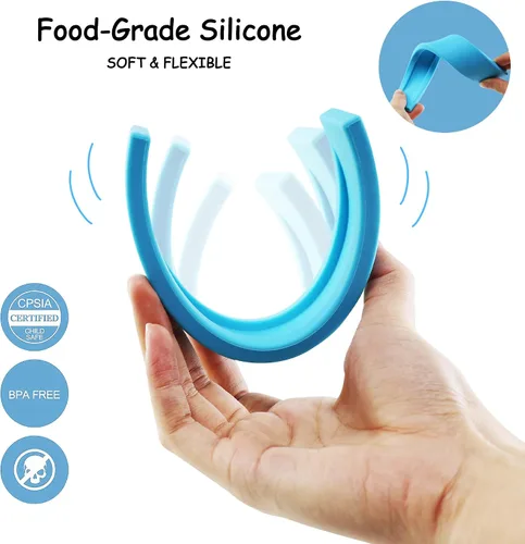 Vista 3 de Juguetes apilables de silicona para bebés, apilador de arco iris 7PCS Azul (Rainbow)