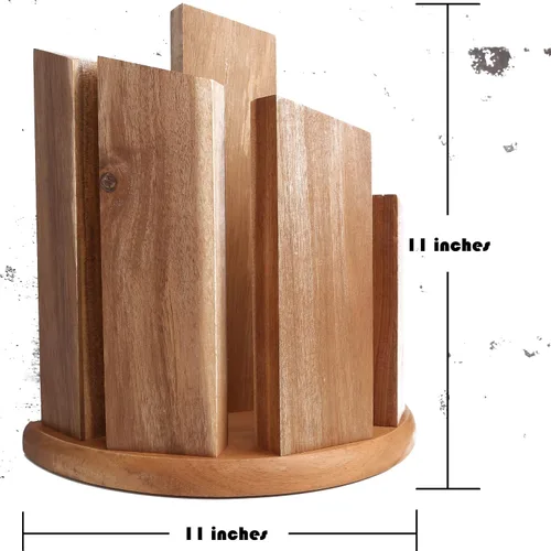 Vista 7 de Resafy Bloque magnético para cuchillos para encimera, soporte de madera de doble cara con imanes fuertes, ahorro de espacio hasta 14 cuchillos