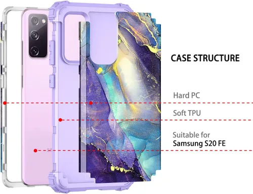 Vista 3 de Rancase Funda para Galaxy S20 FE 5G, Tres Capas de Protección Resistente a Golpes de Servicio Pesado Parachoques de Plástico Duro + Funda Protectora