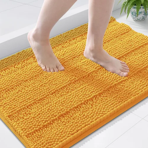 Vista 160 de Grandaily Alfombras de baño de felpilla a rayas de 24 x 16 pulgadas, extra gruesas y suaves, absorbentes, parte trasera de goma, alfombra de ducha