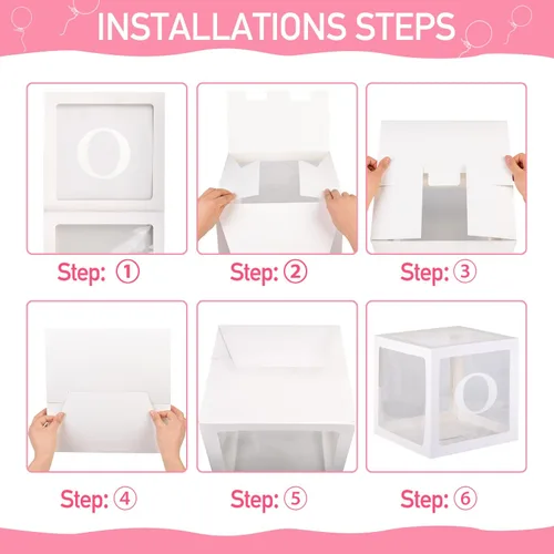 Vista 4 de Decoraciones de Primer Cumpleaños Para Niño o Niña, 3 Piezas Cajas de Globos ONE Para 1er Cumpleaños, Bloques Transparentes Para Bebé Decoración
