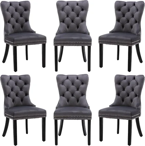 Vista 15 de Juego de 2 sillas de comedor de terciopelo beige, elegantes capitoné