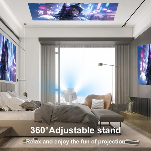 Vista 7 de Proyector inteligente, miniproyector inteligente 4K con WiFi y Bluetooth, compatible con Android 13, soporte 1080P, corrección de trapezoide