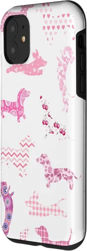 Vista 2 de Funda para iPhone 11 rosa boho Dachshund Doxie