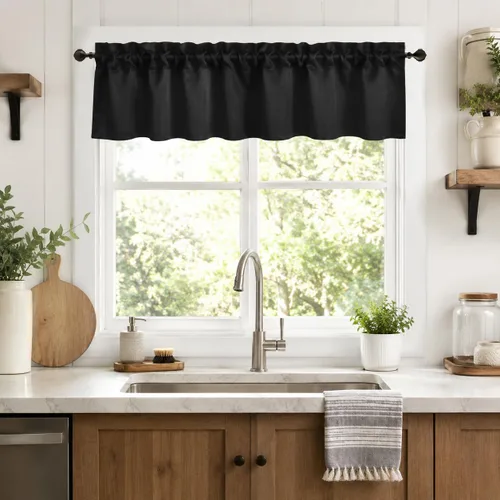 Vista 55 de Aquazolax Half Window Curtains 24 Inch Length, 28" Wide Rod Pocket Small Window Treatment for Kitchen, Bathroom, Camper, Beige, 2 Panels Set