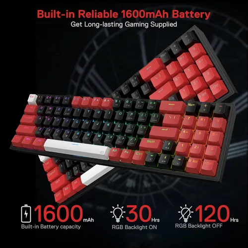 Vista 8 de Redragon K628 PRO - Teclado mecánico compacto con 75 de 3 modos 78 teclas teclado mecánico compacto intercambiable en caliente con enchufe PCB