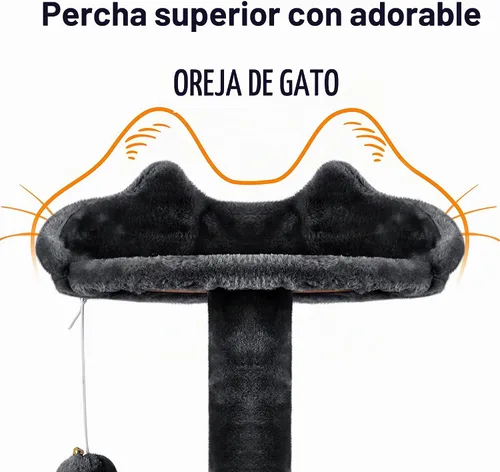 Vista 6 de Yaheetech Árbol para gatos de varios niveles para gatos grandes, con cómodos condominios para gatos de interior Multi-level activity center, Negro
