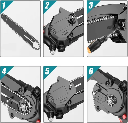 Vista 3 de Cadena de motosierra de 6 pulgadas, 5 piezas de cadenas de repuesto para mini motosierras eléctricas portátiles inalámbricas de casi 6 pulgadas