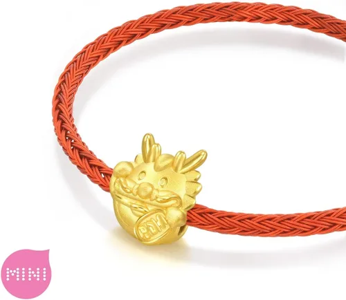 Vista 4 de CHOW SANG SANG 999 24K oro sólido mini encanto Maneki Usagi Dragon Charm pulsera para mujer 94301C, Metal