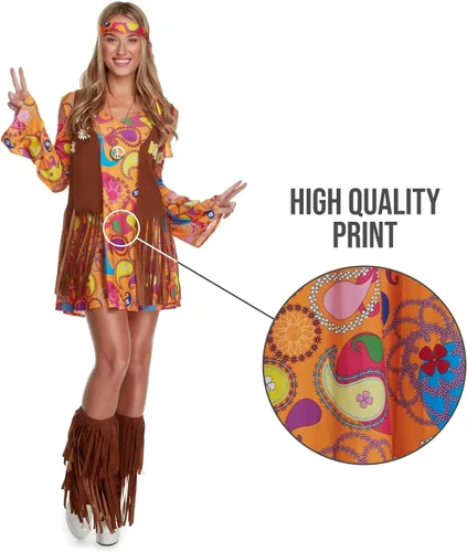 Vista 4 de Morph 70s Costumes For Women, Hippie Costume Women, 60s Hippie Dress Halloween Costume, Womens Halloween Costumes