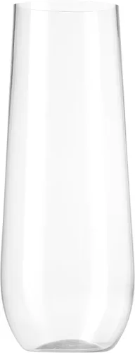 Vista 4 de Munfix Paquete de 48 copas de champán de plástico sin pie desechables de 9 onzas, vasos de champán transparentes, irrompibles, reciclables y sin BPA