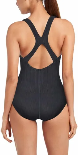 Vista 2 de Speedo Traje de baño de una pieza Ultraback para mujer, color negro con ribete blanco
