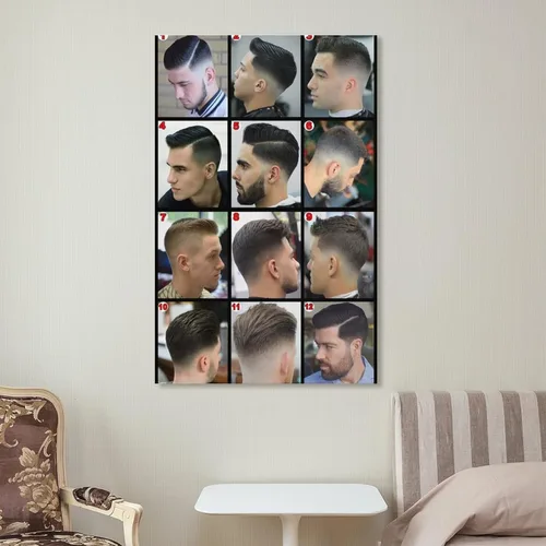 Vista 7 de Rucatto Póster de guía de peinado para hombre de peluquería de peluquería, pintura en lienzo, póster de arte de pared para dormitorio, sala