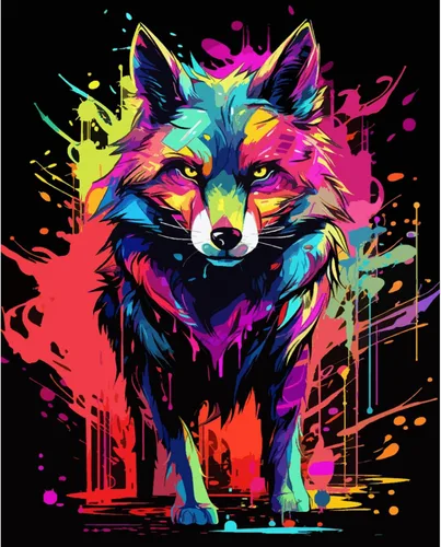 Vista 2 de Tucocoo Kit de pintura por números de lobo colorido, lienzo de 16 x 20 pulgadas, pintura al óleo digital para adultos con pinceles y pigmento Obras