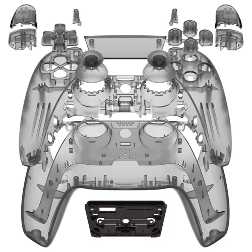 Vista 15 de eXtremeRate Full Set Shell with Buttons Touchpad Cover, Clear Custom Replacement Decorative Trim Shell Front Back Plates Compatible with p s 5