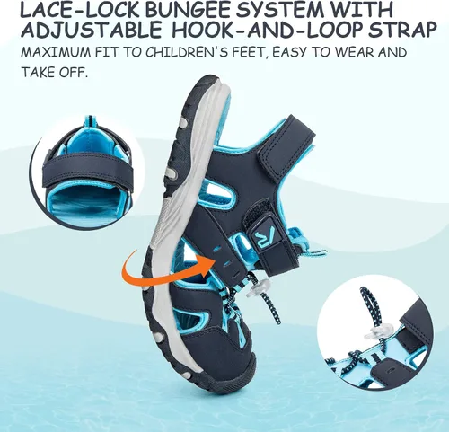 Vista 4 de RUNSIDE Sandalias deportivas para niños y niñas con punta cerrada para senderismo caminar zapatos de agua de verano para niños pequeñosniños grandes