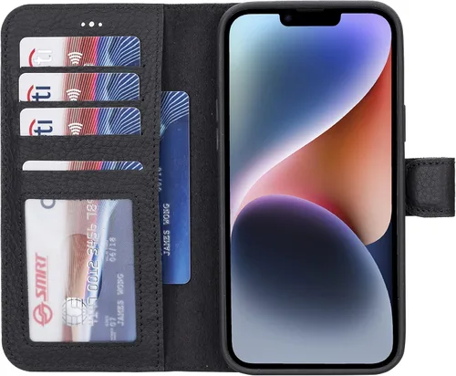 Vista 79 de HARDISTON Funda de piel auténtica hecha a mano compatible con iPhone 11 Pro de 5.8 pulgadas, funda magnética desmontable con tarjeteros - bordes