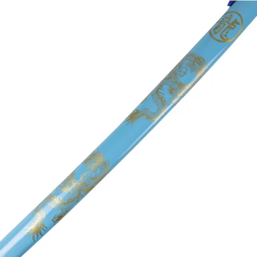 Vista 4 de Juego de 3 azul claro dragón sanurai espada Corbon cuchillas de acero con soporte