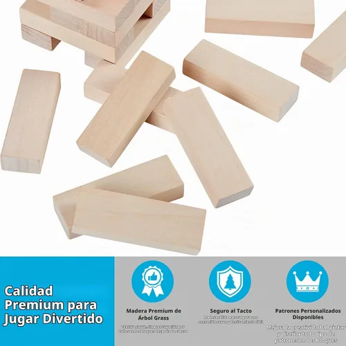 Vista 2 de SpeedArmis Mini torre de caída, juego de apilamiento de madera de 54 piezas