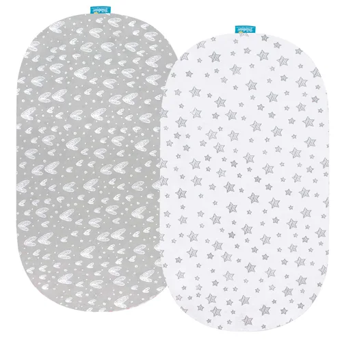 Vista 11 de Sábanas ajustadas de cuna, compatibles con Munchkin Brica Fold N' Go, 2 unidades, 100% algodón de punto jersey, transpirables y súper suaves, Gris