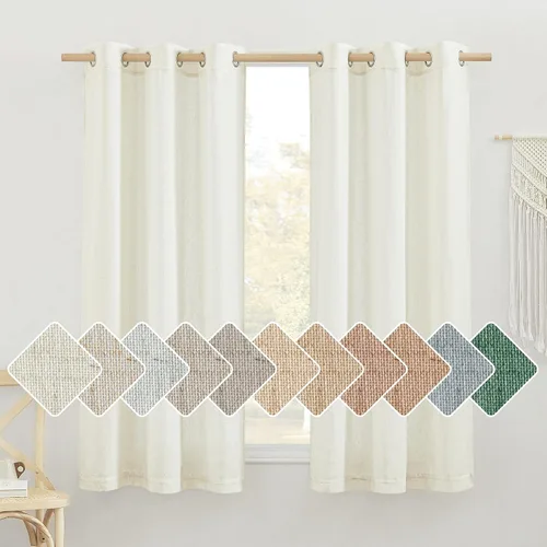 Vista 164 de NICETOWN - Cortinas de lino angora para ventana de cocina sobre el fregadero, con ojales, lino grueso angora, tratamientos cortos para ventanas