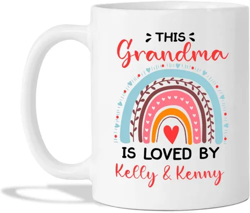 Vista 9 de Taza de café con texto en inglés "Grandma No Matter How Hard Life Gets At Least You Do Not Have Ugly Grandchildren - Taza de café para abuela, taza