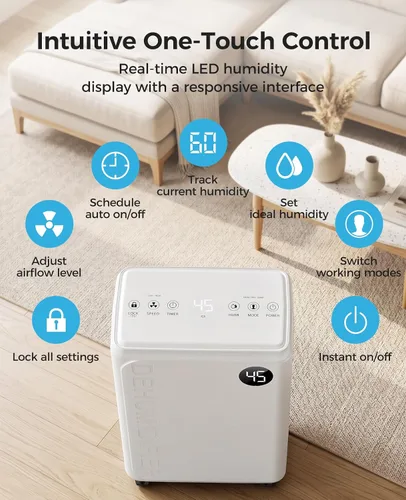Vista 8 de 32 Pint Dehumidifier for Basement and Home, 2600 Sq Ft with Drain Hose