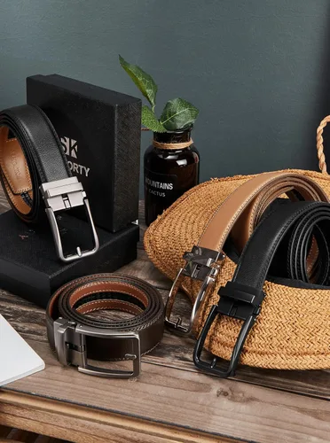 Vista 6 de Cinturones de trinquete para hombre, de cuero, cómodo, ajustable, con hebilla deslizante, para hombre, casual, trabajo, jeans, caja de regalo