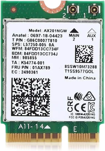 Vista 10 de Adaptador WiFi 6 AX200 Tarjeta WiFi 802.11ax M.2 de doble banda para PC Hasta 2.4 Gbps Sin vPro Compatible con Bluetooth 5.2 e Intel, AMD