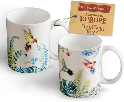 Vista 57 de Maison d' Hermine Taza de café con asas, tazas de porcelana fina de hueso, paquete de una taza de té para bebidas calientes, capuchino, latte