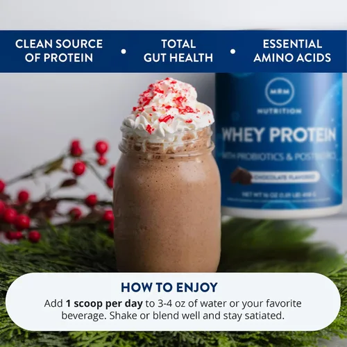 Vista 4 de MRM Nutrition Proteína de Suero - Sabor Chocolate, Proteína de Suero Aislada y Concentrada Microfiltrada, 16 Diferentes Cepas de Probióticos, BCAAs