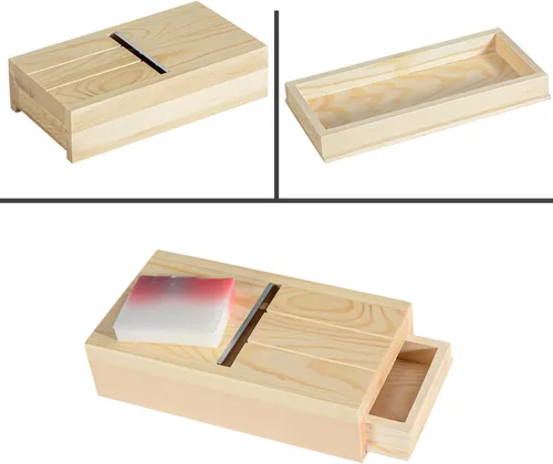 Vista 4 de Cortador de jabón de madera, biseladora de jabón, recortadora, caja de cajón de afeitado para hacer jabones hechos a mano (madera)