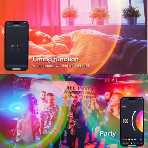 Vista 5 de Proyector de lámpara LED de puesta de sol, iluminación de estado de ánimo con cambio de 21 colores mediante aplicación y control remoto, iluminación
