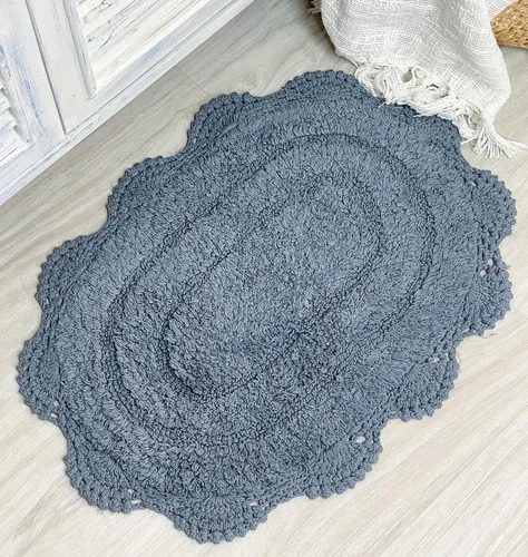 Vista 9 de Chardin home Alfombra de baño de ganchillo beige, alfombra de baño ovalada 100% algodón con borde de ganchillo artesanal hecho a mano, alfombra