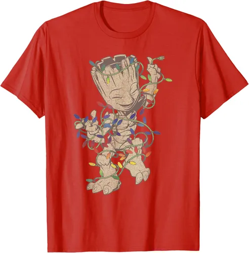 Vista 34 de Marvel Camiseta de luces navideñas Guardians Of The Galaxy Groot, Negro, S