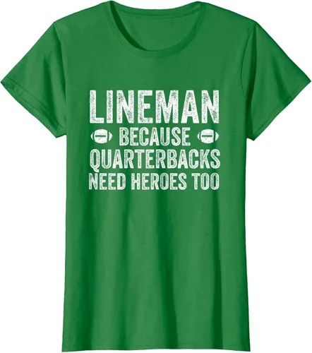 Vista 46 de Lineman Because Quarterbacks Need Heroes Camiseta de fútbol linieros S Negro