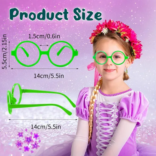 Vista 2 de Nezyo Marco redondo para anteojos sin lentes marco de juego anteojos de juguete elegantes sin lentes para disfraces de fiesta de Halloween regalos