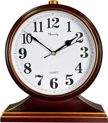 Vista 7 de Reloj de escritorio, reloj de escritorio retro, reloj de escritorio de 10 pulgadas, silencioso y sin tictac, reloj decorativo antiguo, fácil de leer