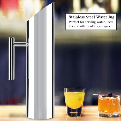 Vista 3 de Jarra de agua de acero inoxidable con protector de hielo, jarra de bebida fría, herramienta de servicio de hotel para el hogar (2L)