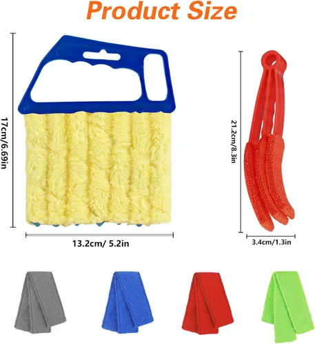 Vista 2 de Juego de 4 herramientas de limpieza veneciana para ventanas con 7 dedos 4 piezas - azul/verde